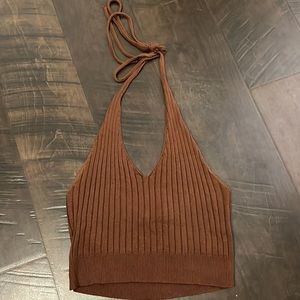 PacSun Brown Knit Halter Tank Top